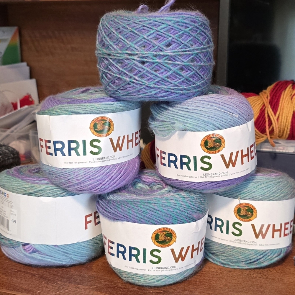 Lion Brand FERRIS WHEEL Yarn Bundle Of 6 COTTON CANDY New Crochet Knit Craft
